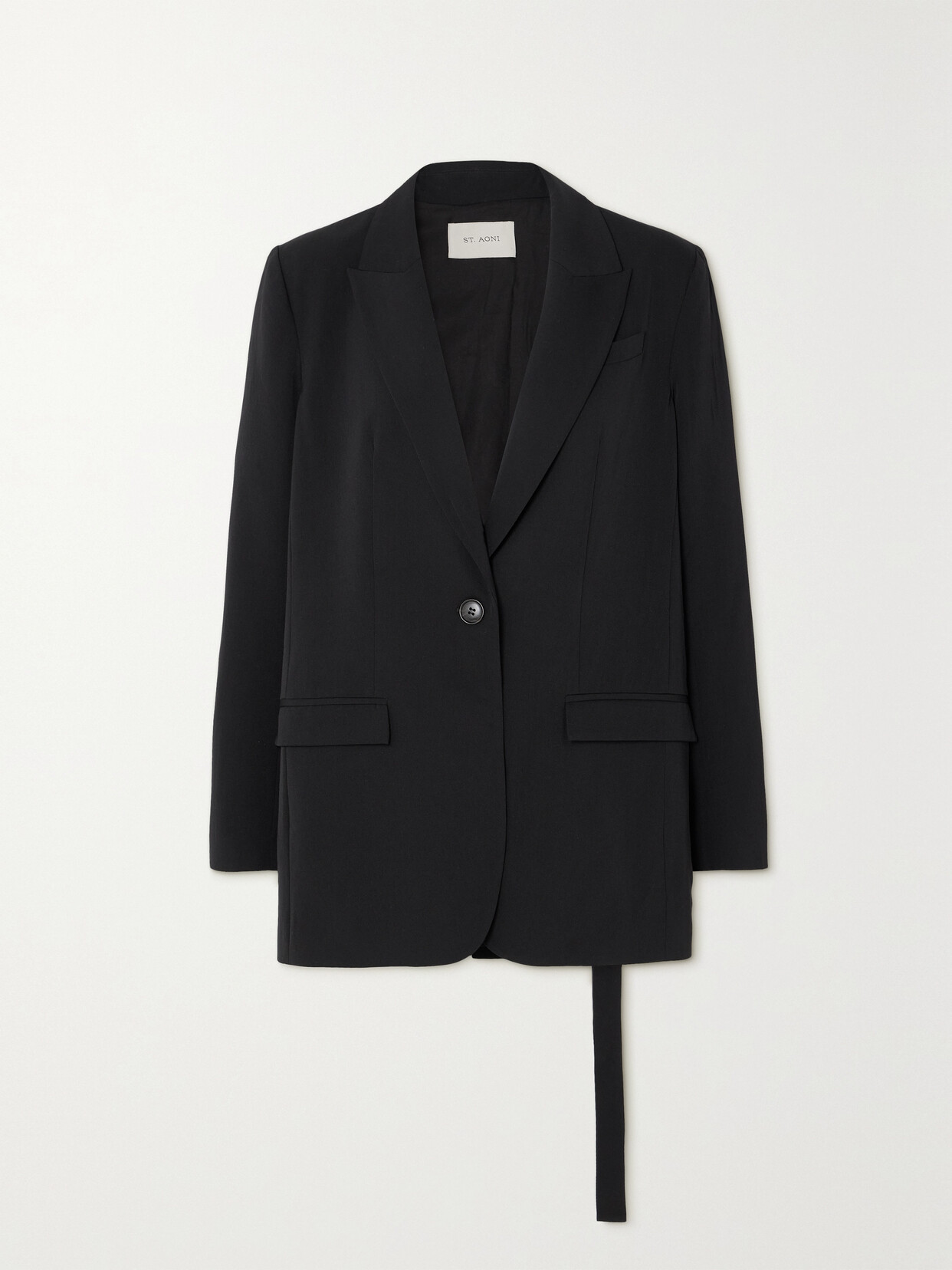 St Agni + Net Sustain Belted Stretch Wool-twill Blazer In Black