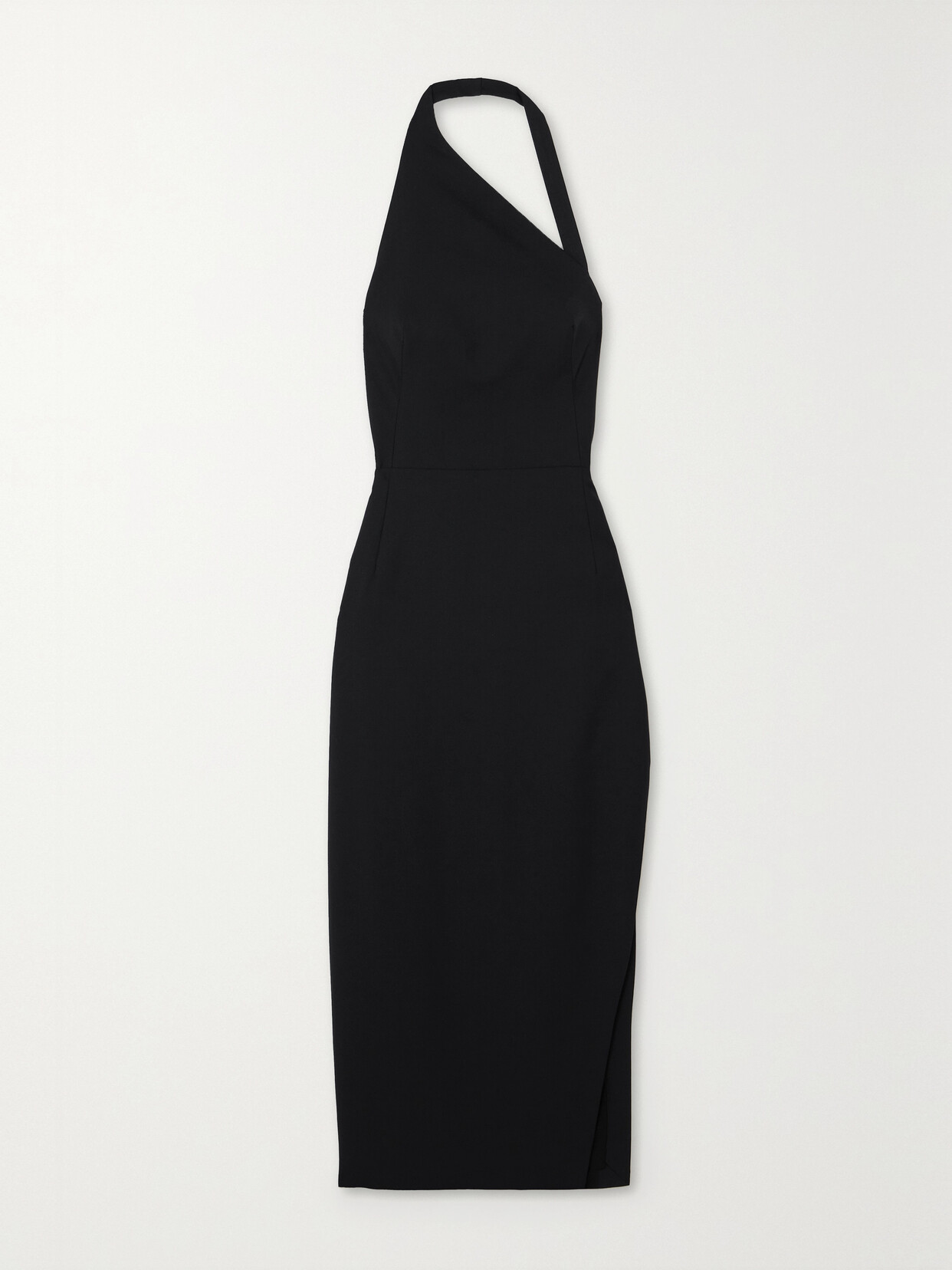 ST. AGNI - + Net Sustain Hudson Asymmetric Wool-blend Twill Halterneck Midi Dress - Black