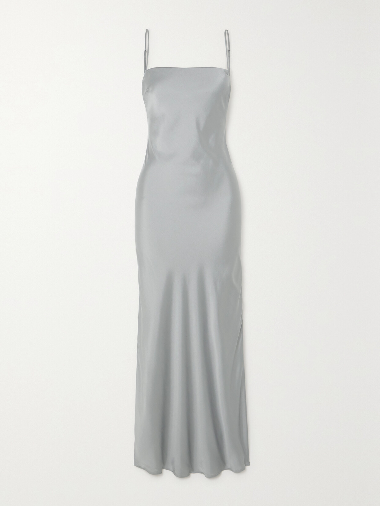 St Agni Stretch Silk-blend Satin Maxi Dress In Silver