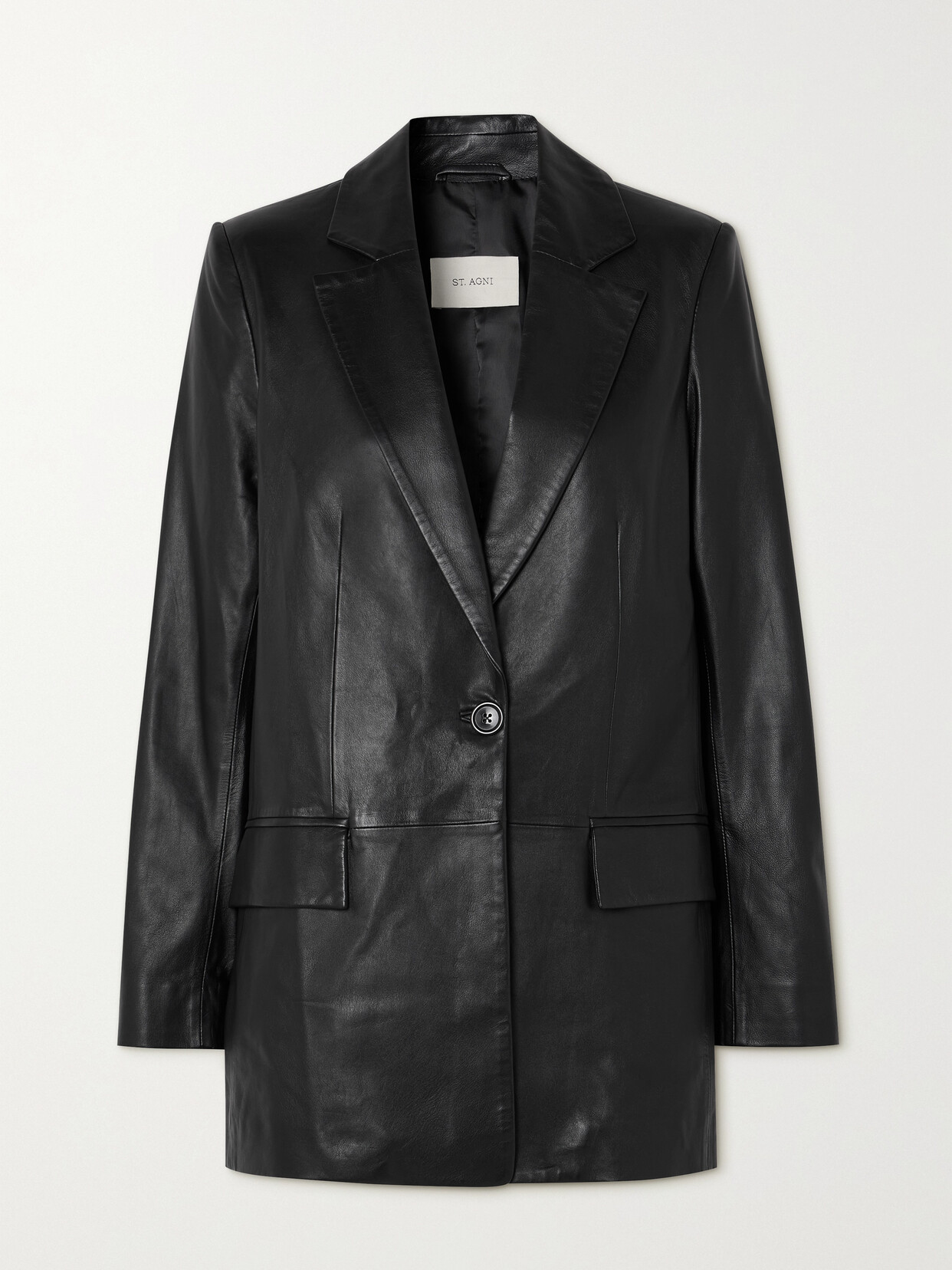 St Agni + Net Sustain Paneled Leather Blazer In Black