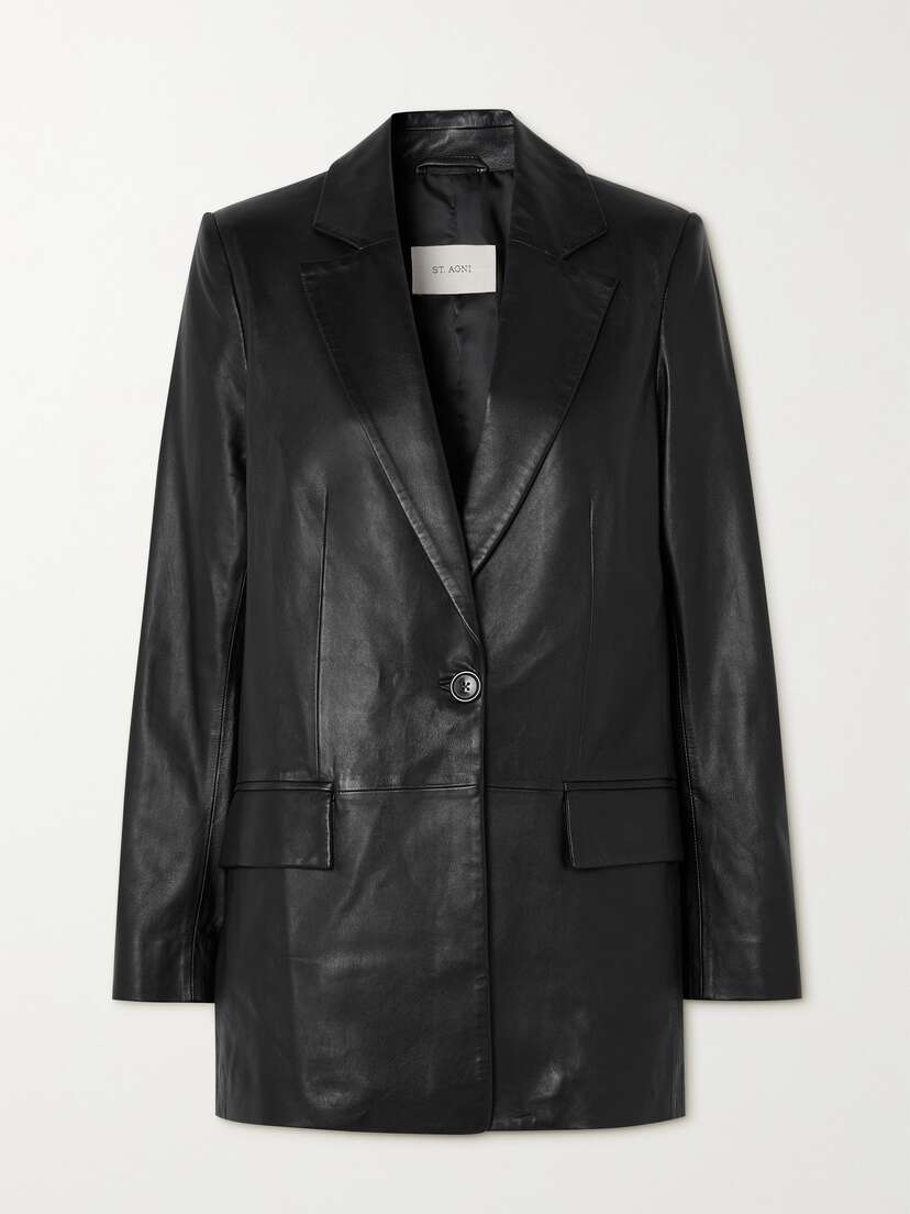 St. Agni + Net Sustain Paneled Leather Blazer
