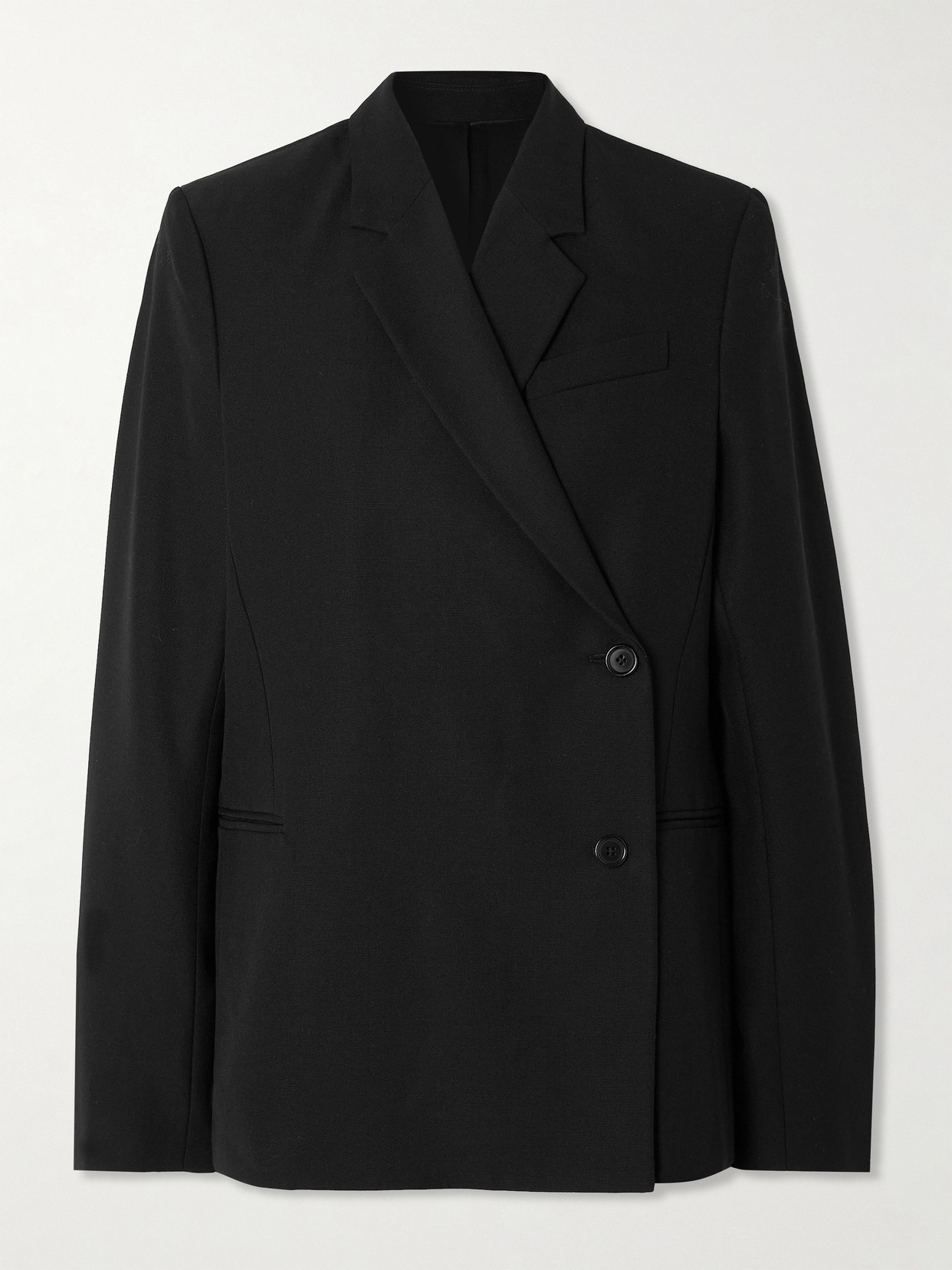 Totême Double-breasted Recycled Woven Blazer In Black