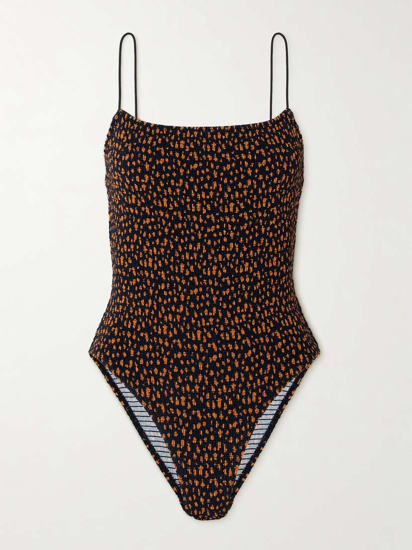 TOTEME Shirred Printed Stretch Recycled Swimsuit - x large