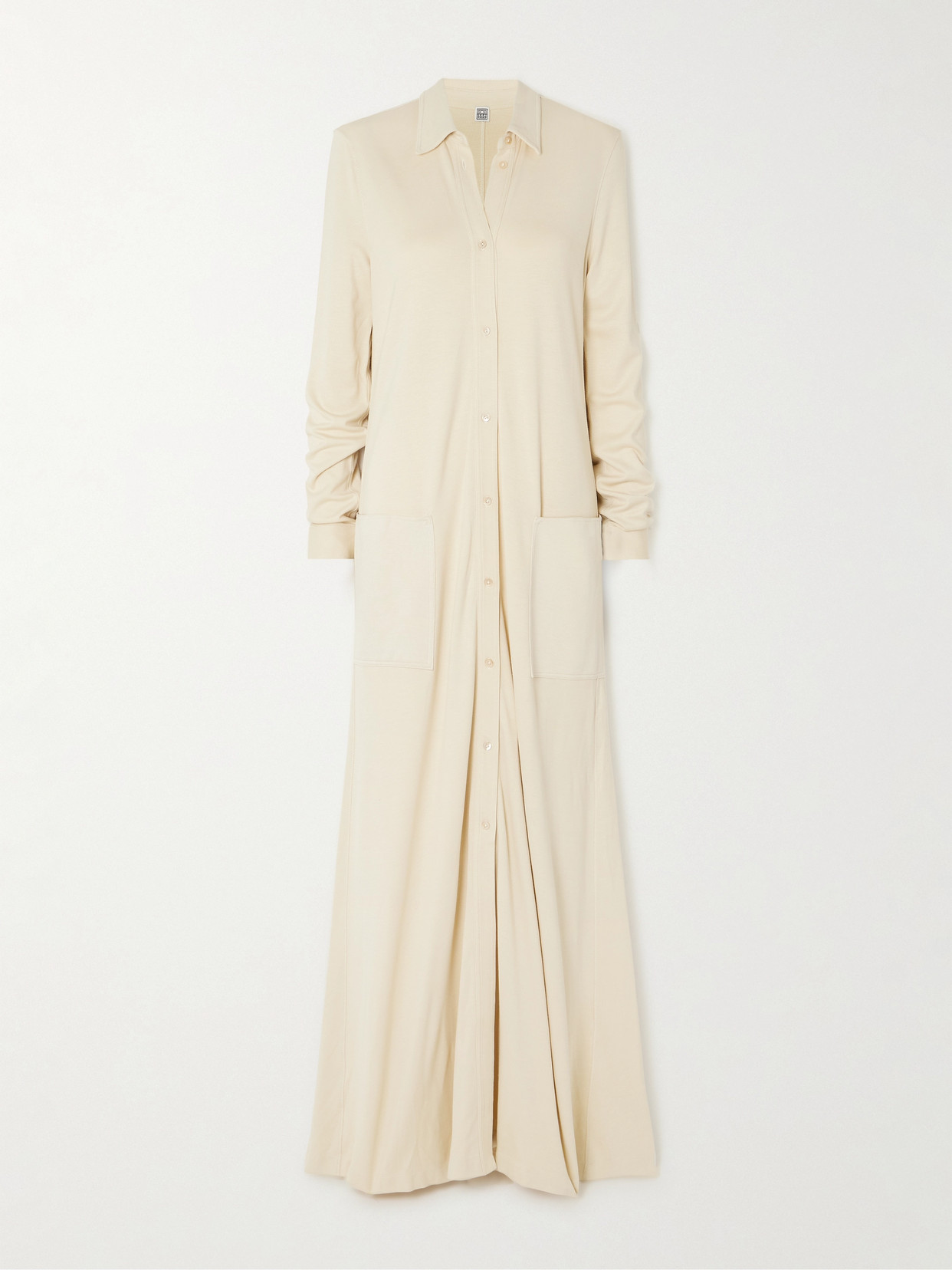 Shop Totême Stretch-jersey Maxi Shirt Dress In Ecru