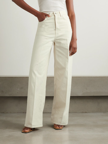 TOTEME Pleated high-rise wide-leg organic jeans