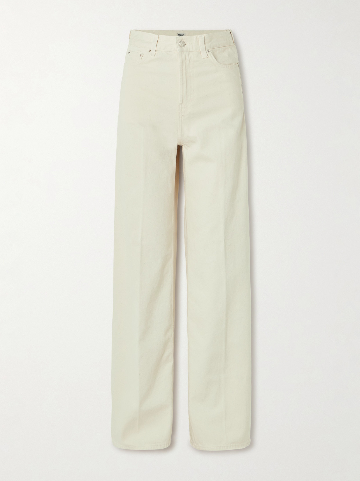 TOTEME - Pleated High-rise Wide-leg Organic Jeans - Ecru