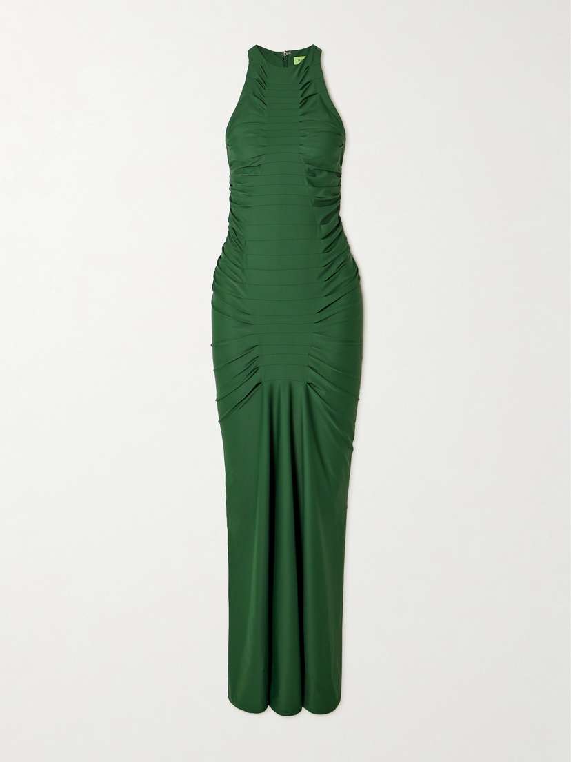 GAUGE81 Deni Ruched Paneled Stretch-jersey Maxi Dress