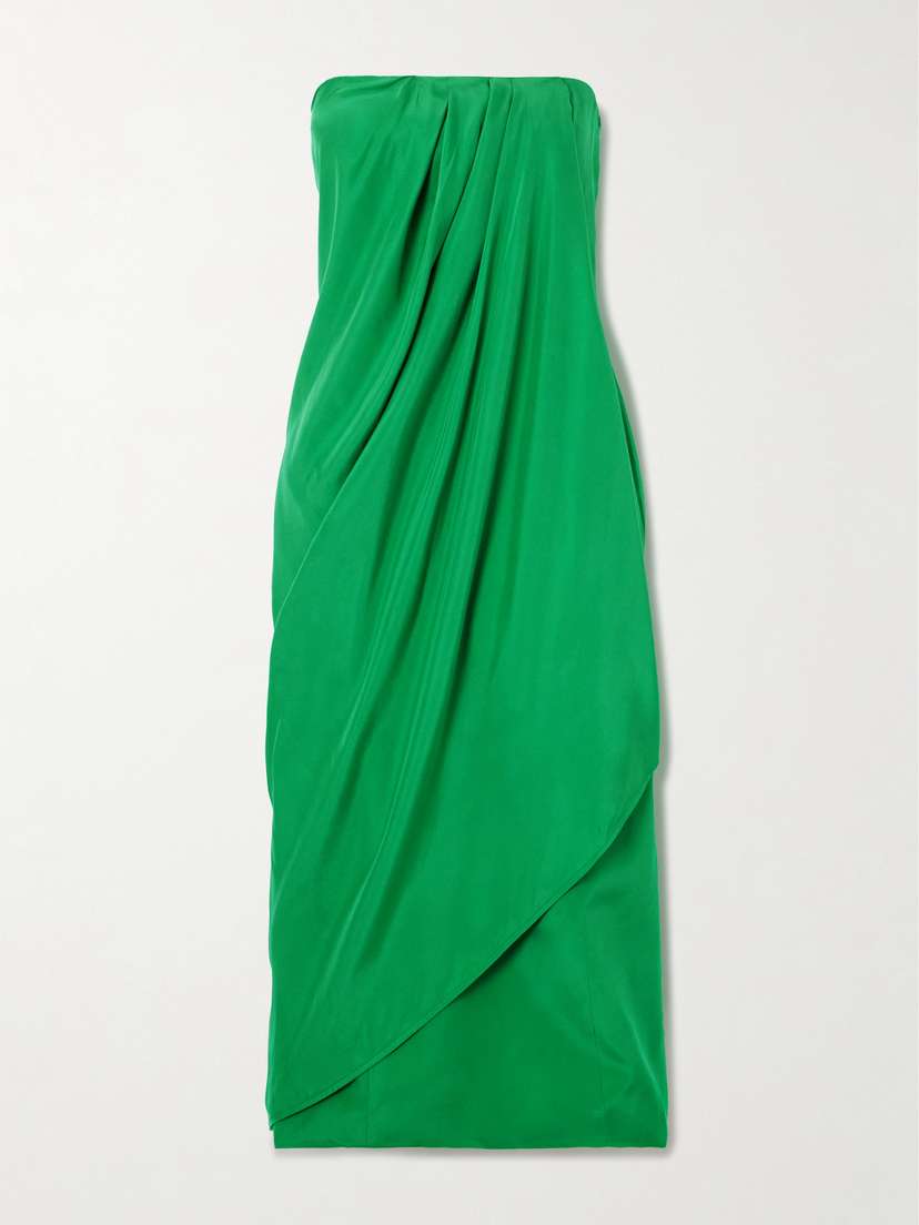 GAUGE81 Onna Strapless Draped Silk-satin Midi Dress