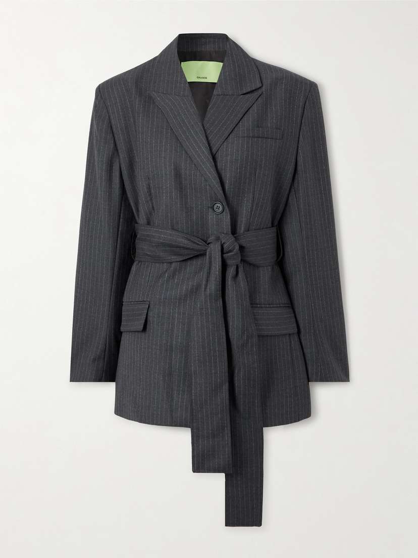 GAUGE81 Zillah Belted Pinstriped Wool Blazer - EU 44