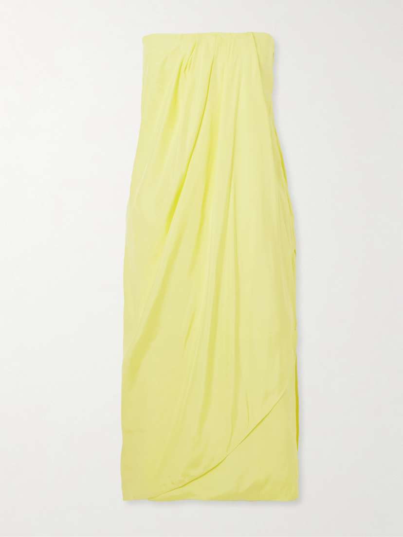 GAUGE81 Onna Strapless Draped Silk-satin Midi Dress
