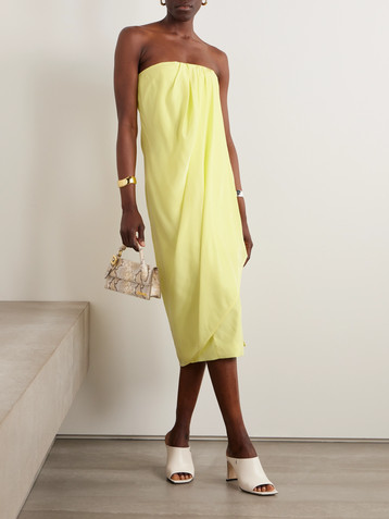 GAUGE81 Onna strapless draped silk-satin midi dress