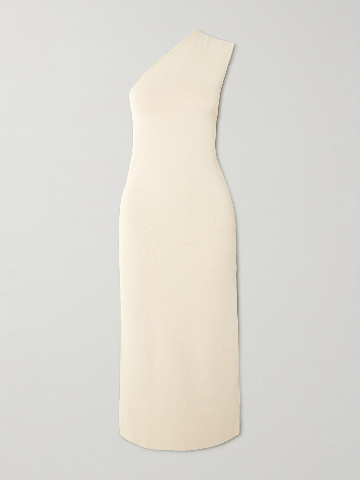 Shop Gauge81 Arriba One-shoulder Knitted Midi Dress In Neutrals