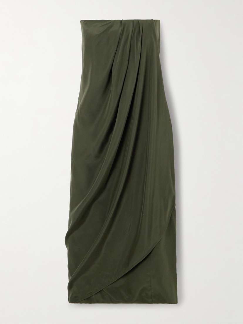 GAUGE81 Onna Strapless Draped Silk-satin Midi Dress