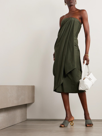 GAUGE81 Onna strapless draped silk-satin midi dress