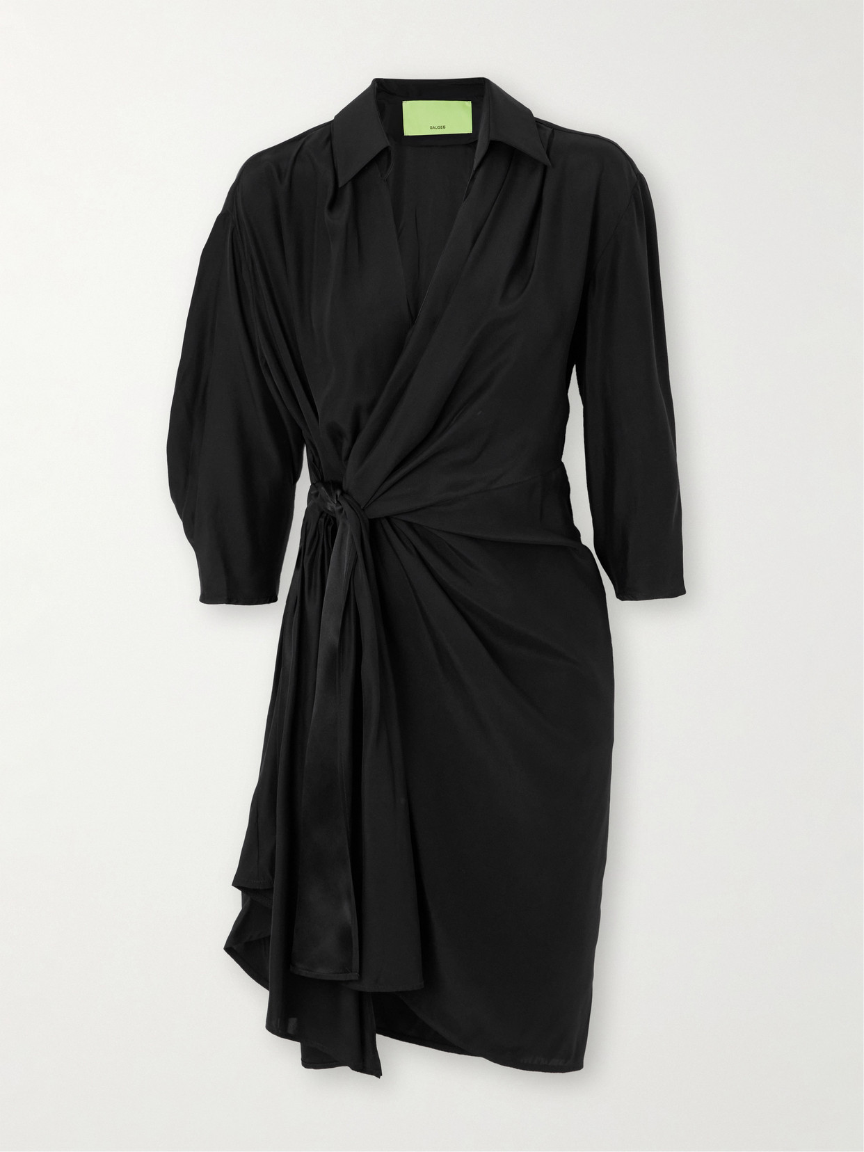 GAUGE81 - Miya Wrap-effect Silk-satin Mini Dress - Black