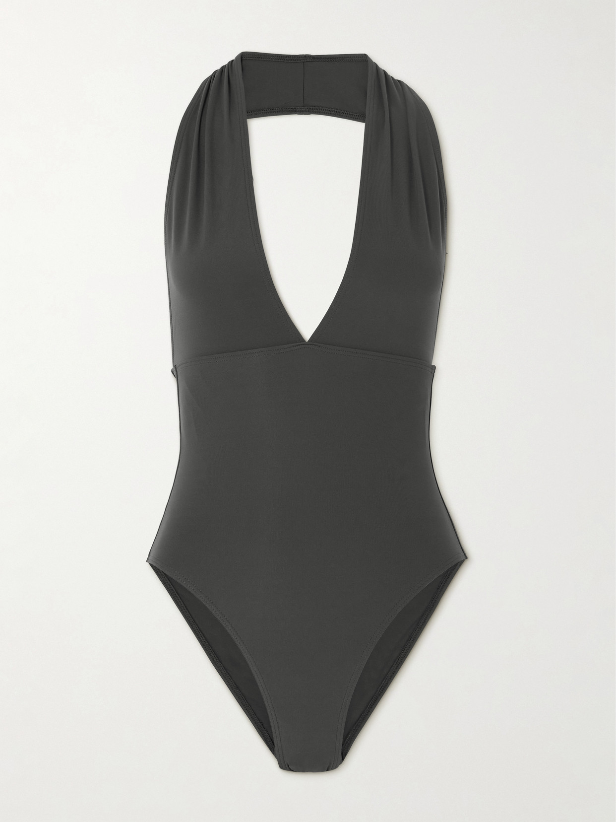 Totême Recycled Halterneck Swimsuit In Anthracite