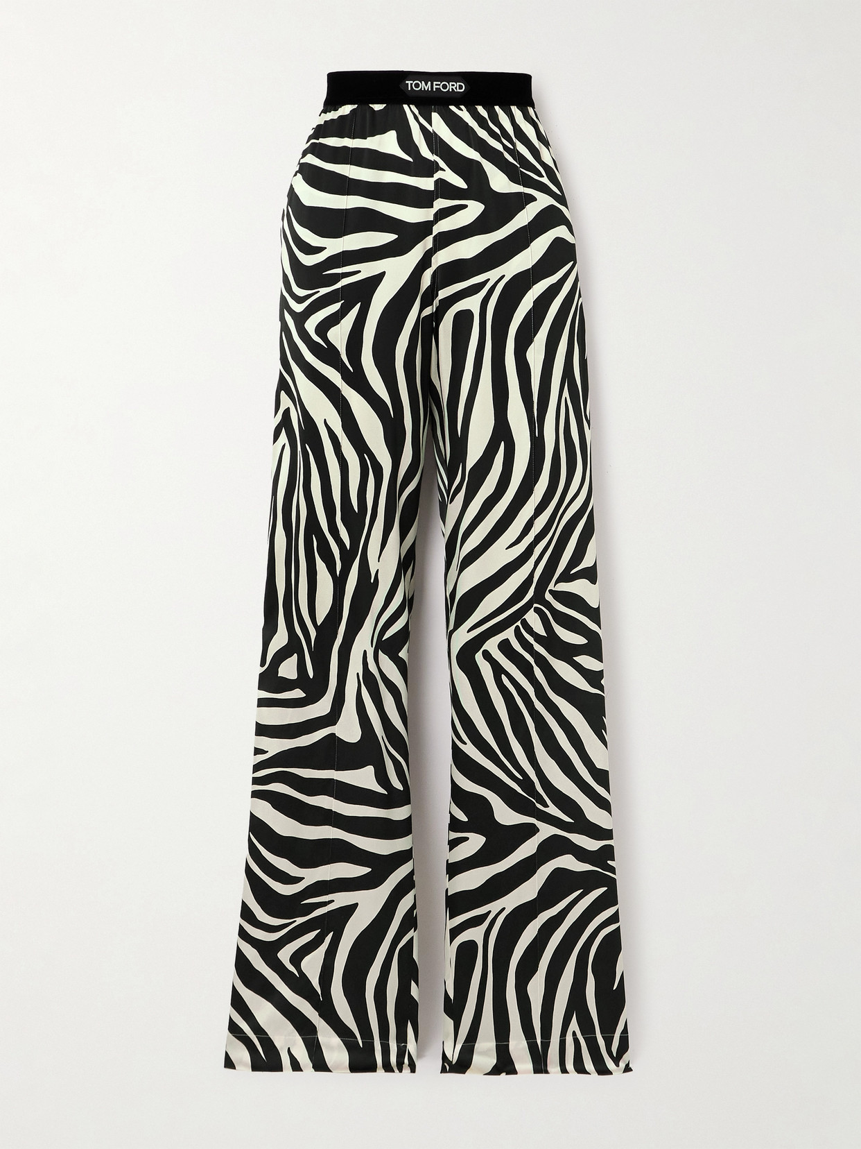 Shop Tom Ford Zebra-print Silk-blend Satin Straight-leg Pants In Animal Print