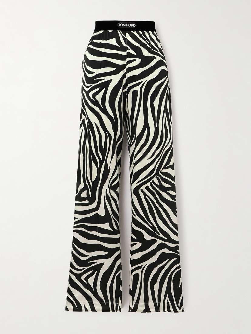 Tom Ford Zebra-print Silk-blend Satin Straight-leg Pants