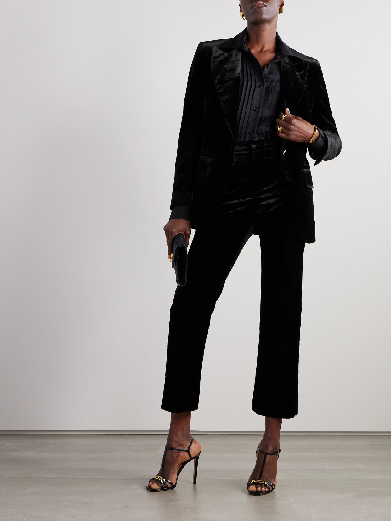 Tom Ford Wool-blend Velvet Blazer In Black