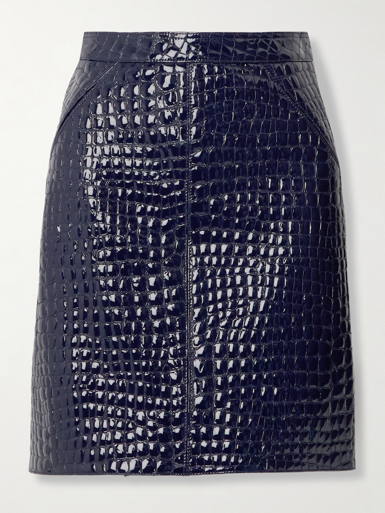 TOM FORD - Croc-effect Patent-leather Mini Skirt - Blue