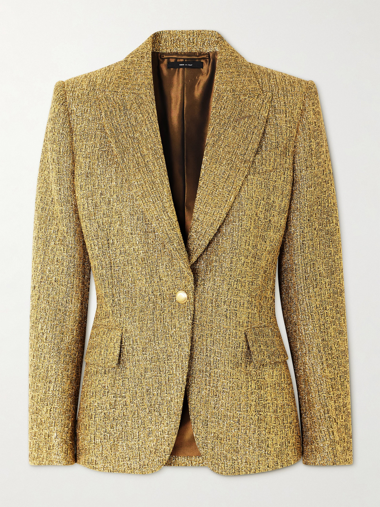 Shop Tom Ford Metallic Tweed Blazer In Gold