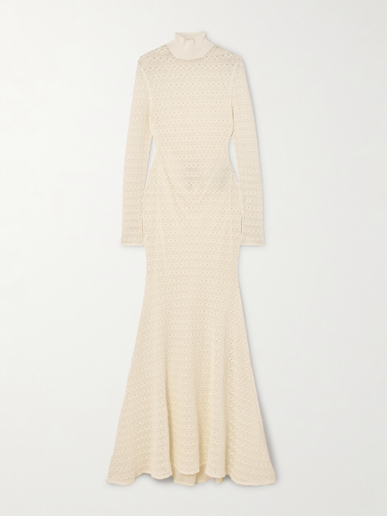 Tom Ford Crocheted Turtleneck Gown In White