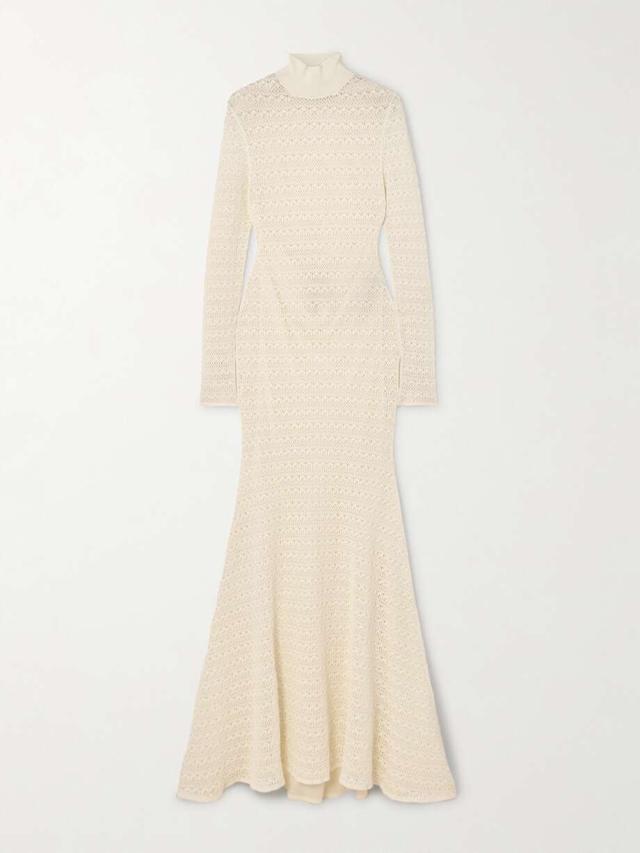 crocheted turtleneck gown
