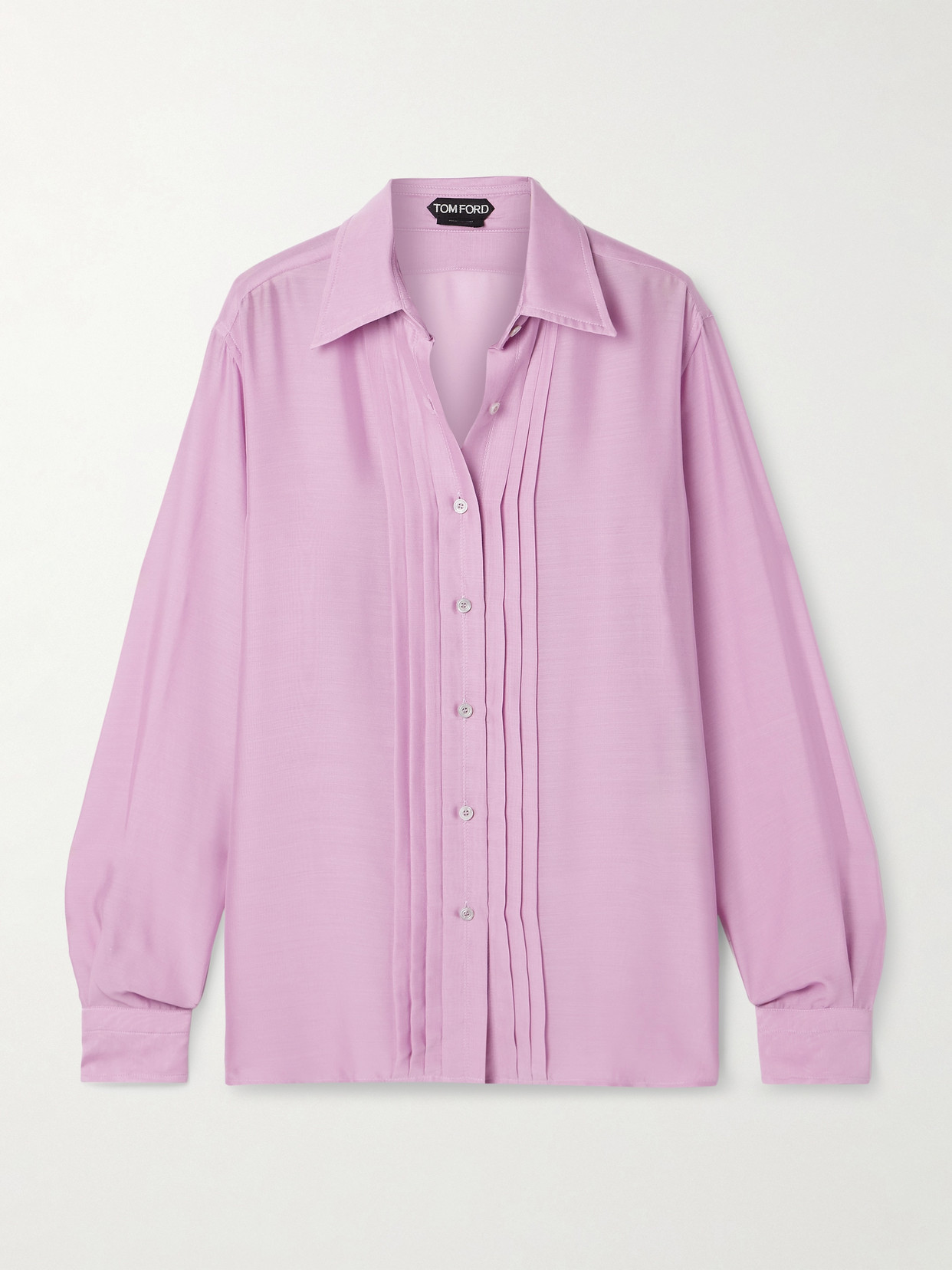 Tom Ford Pleated Silk Button-front Blouse In Fragrant L