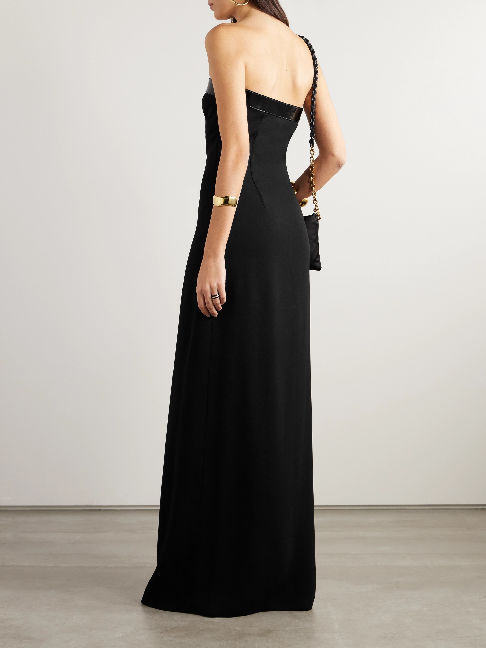Tom Ford Strapless patent leather-trimmed crepe gown thumbnail