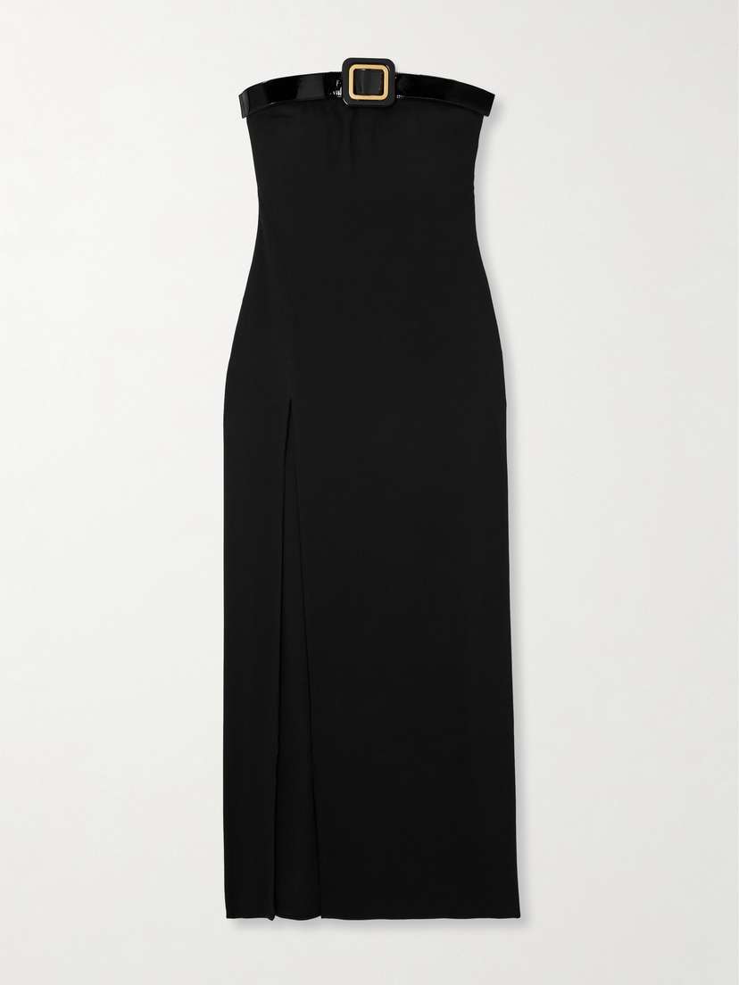 Tom Ford Strapless Patent Leather-trimmed Crepe Gown
