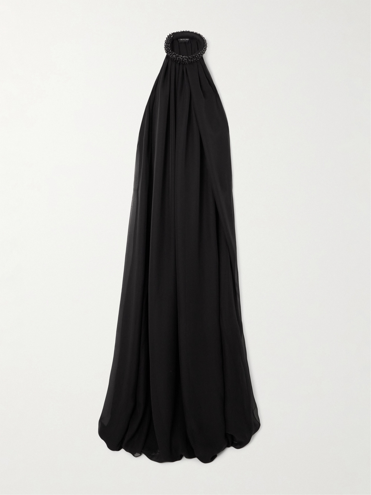 TOM FORD Embellished Silk-chiffon Halterneck Gown - Black