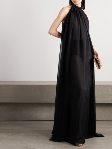 Tom Ford Embellished silk-chiffon halterneck gown