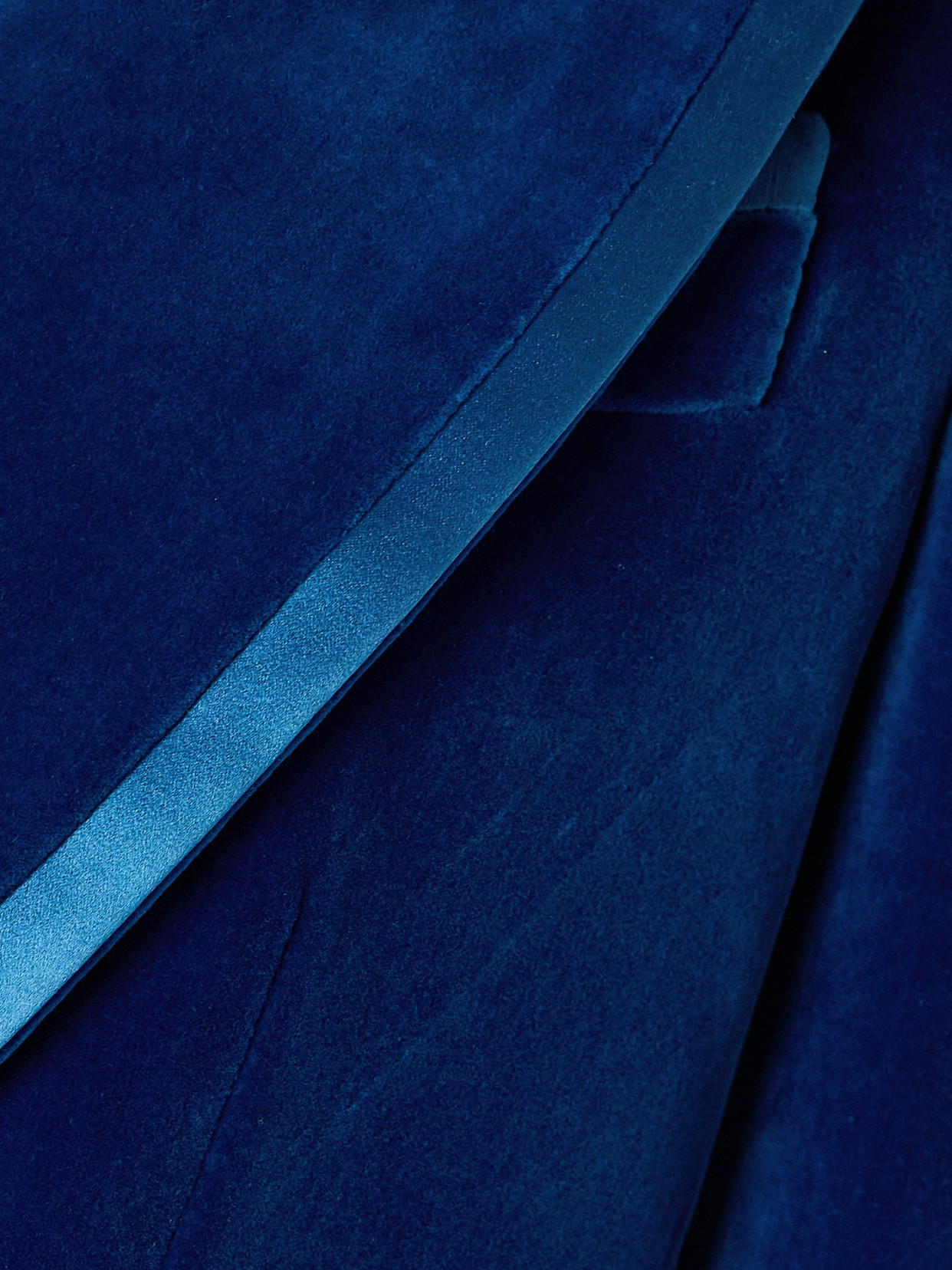 Tom Ford Silk Satin-trimmed Cotton-velvet Blazer In Blue