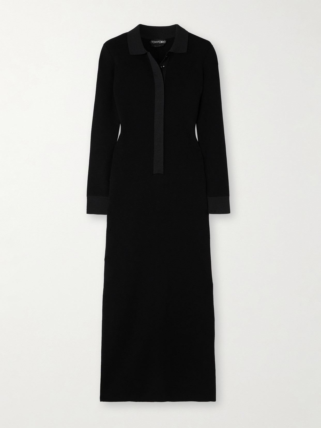 Tom Ford Wool-blend Midi Dress In Black