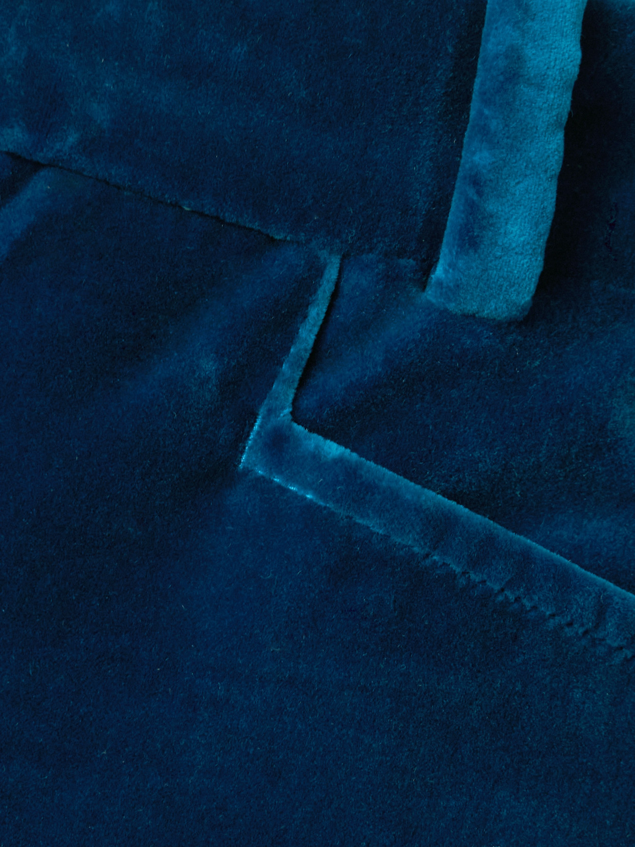 Tom Ford Silk Satin-trimmed Cotton-velvet Straight-leg Pants In Blue