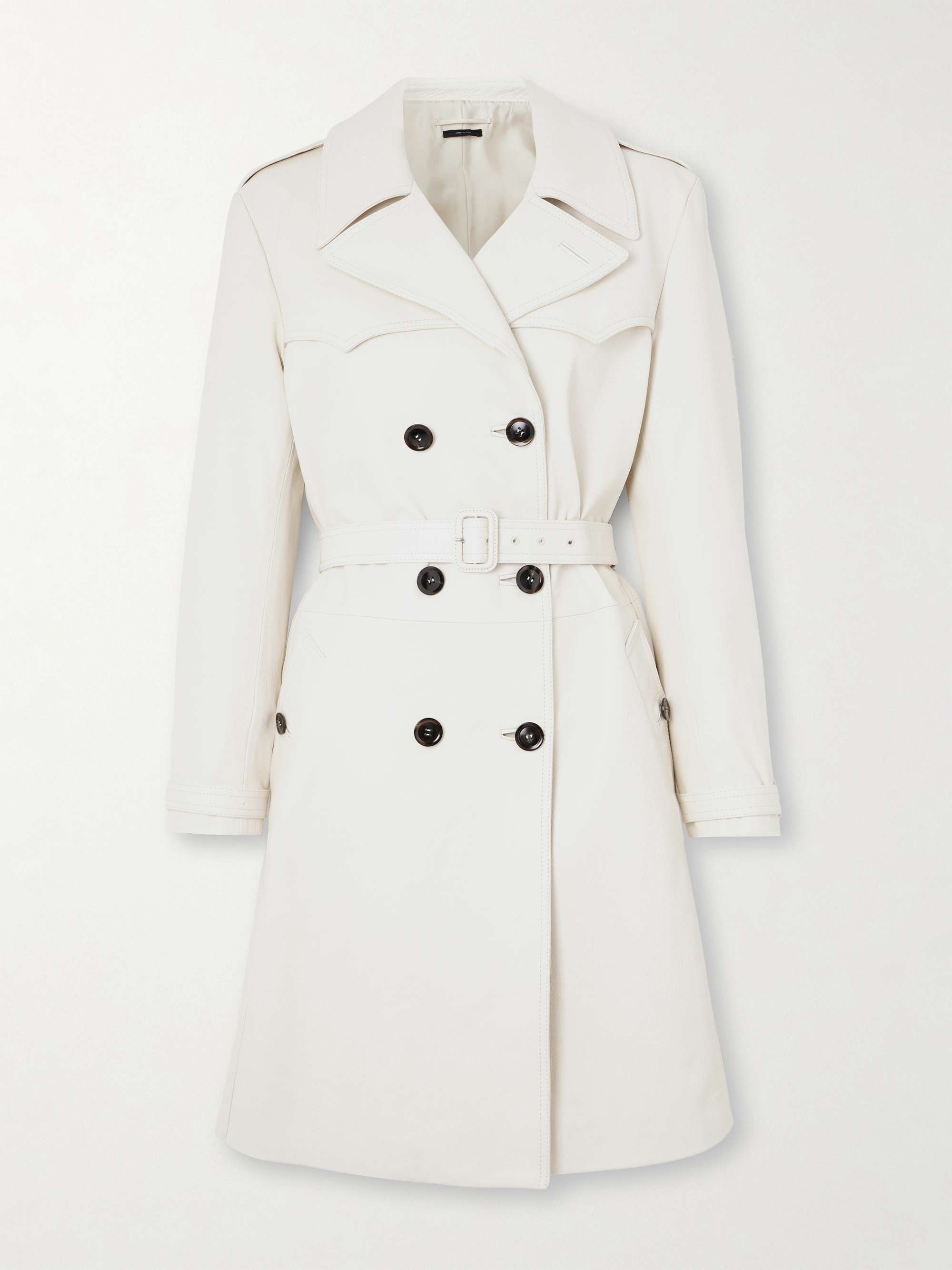 Double breasted leather trench coat white IT38