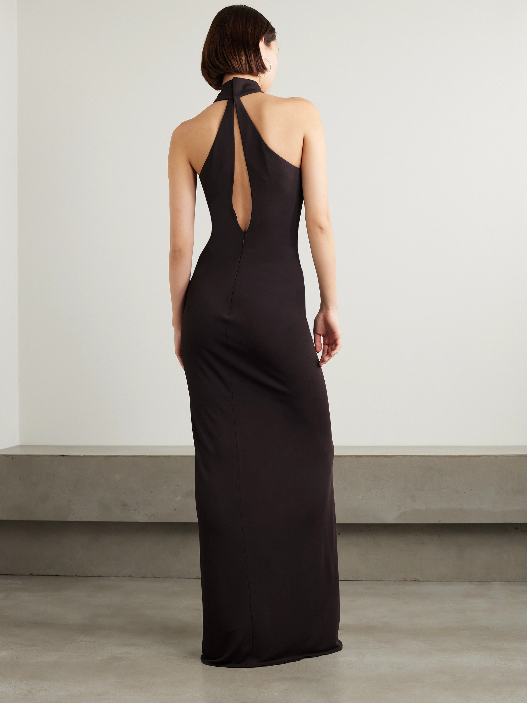 Tom Ford Cutout gathered jersey halterneck gown thumbnail