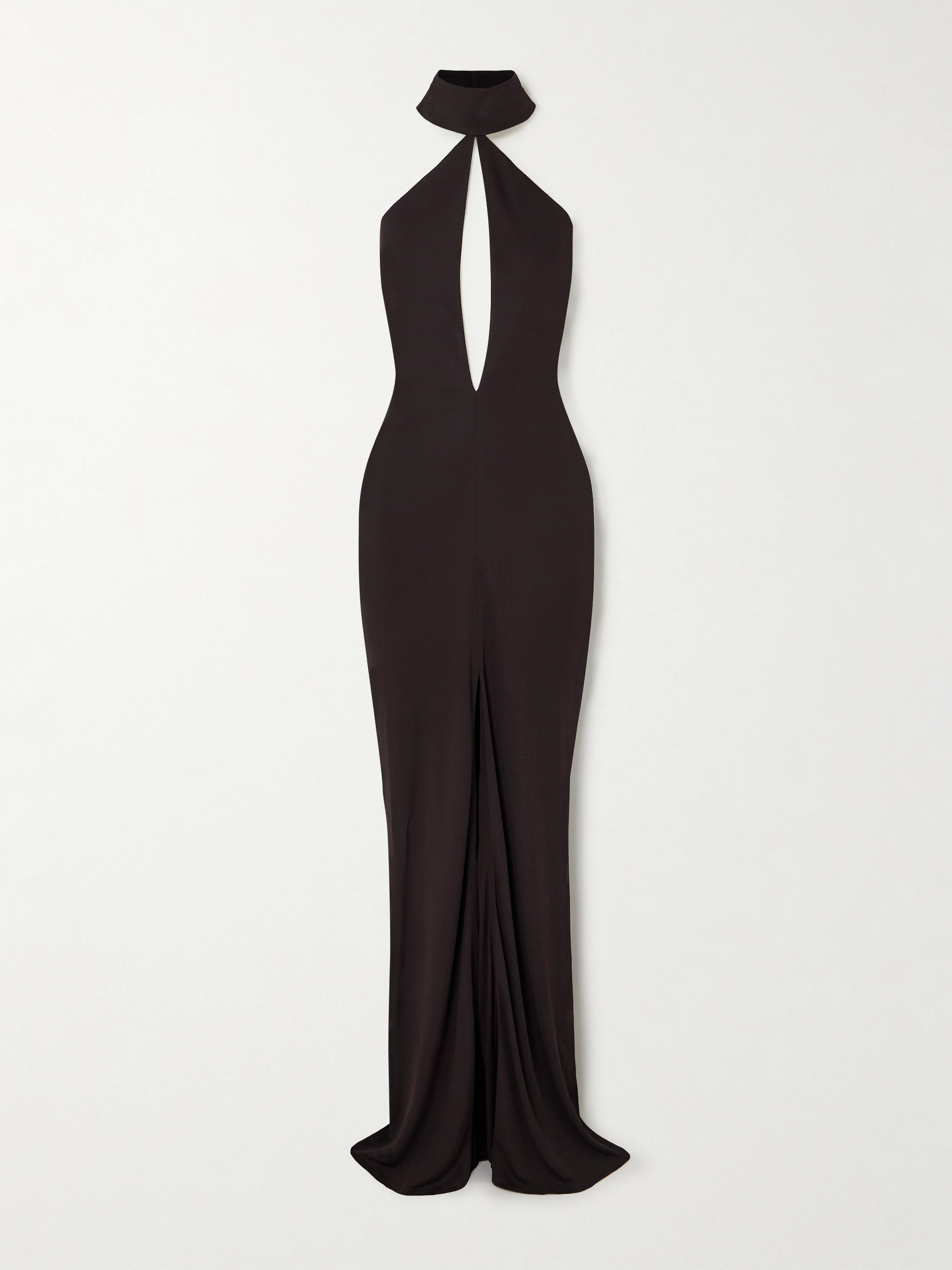 Tom Ford Cutout gathered jersey halterneck gown thumbnail
