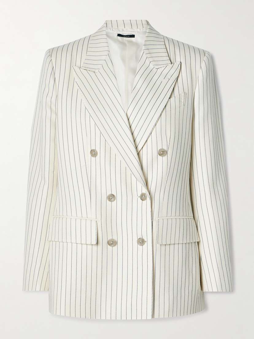 Tom Ford Double-breasted Pinstripe Wool-blend Twill Blazer