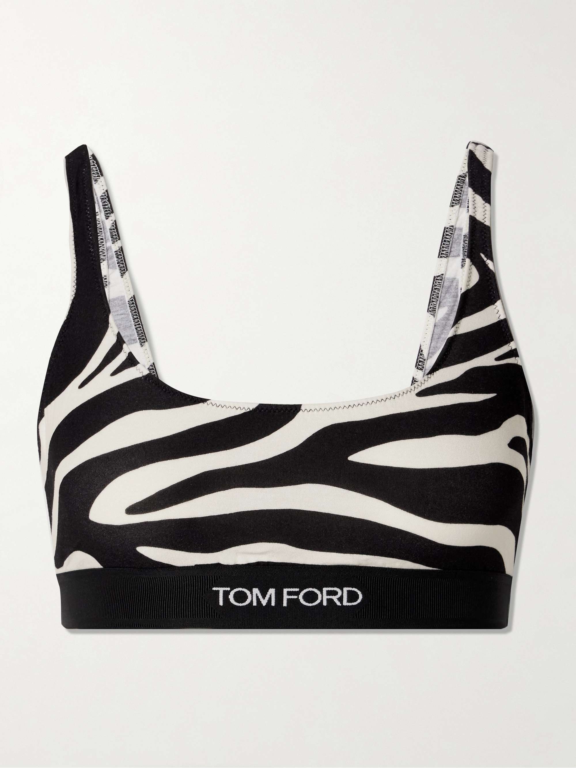 Zebra-print stretch-jersey bralette