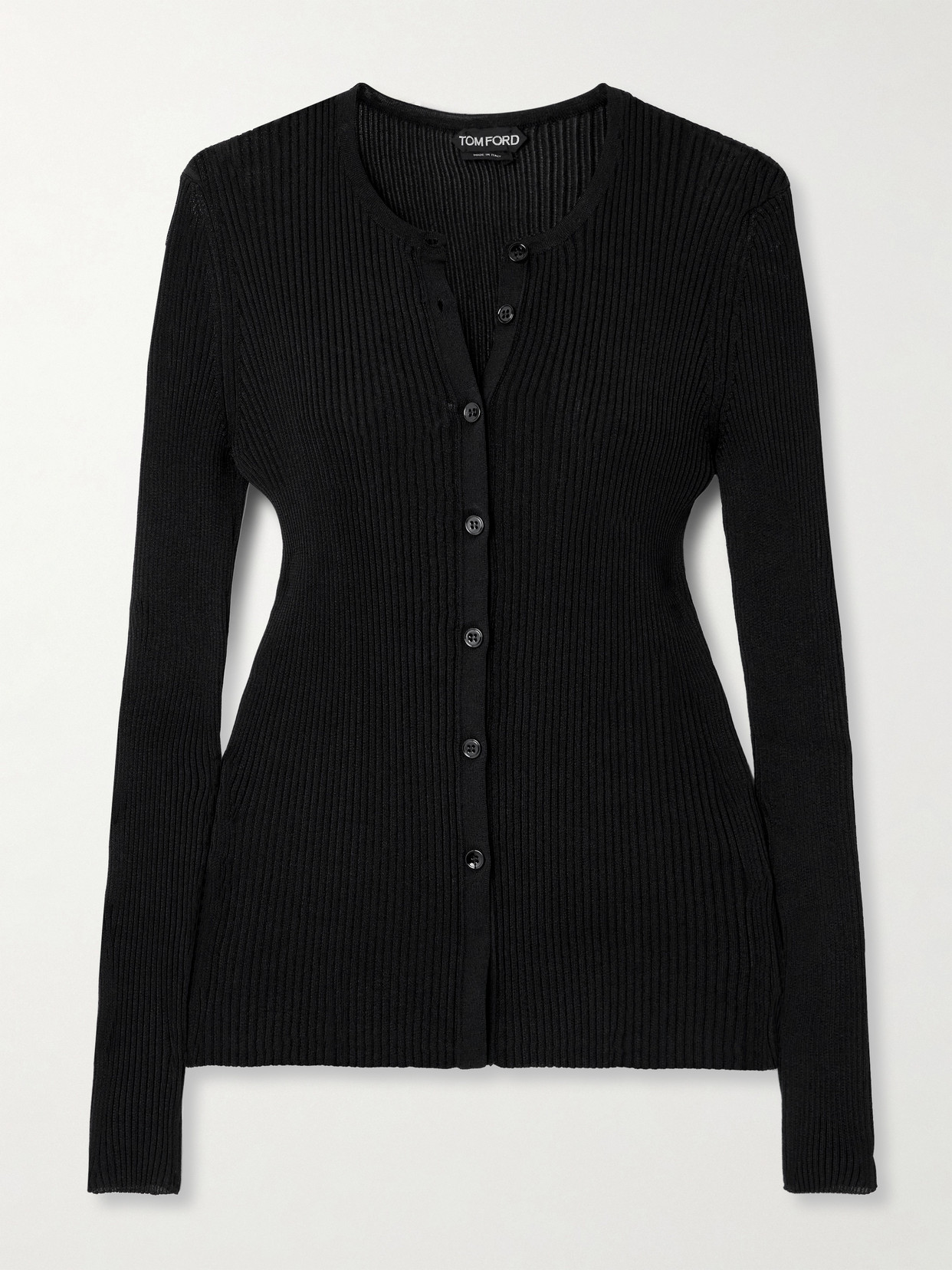 TOM FORD Ribbed-knit Cardigan - Black
