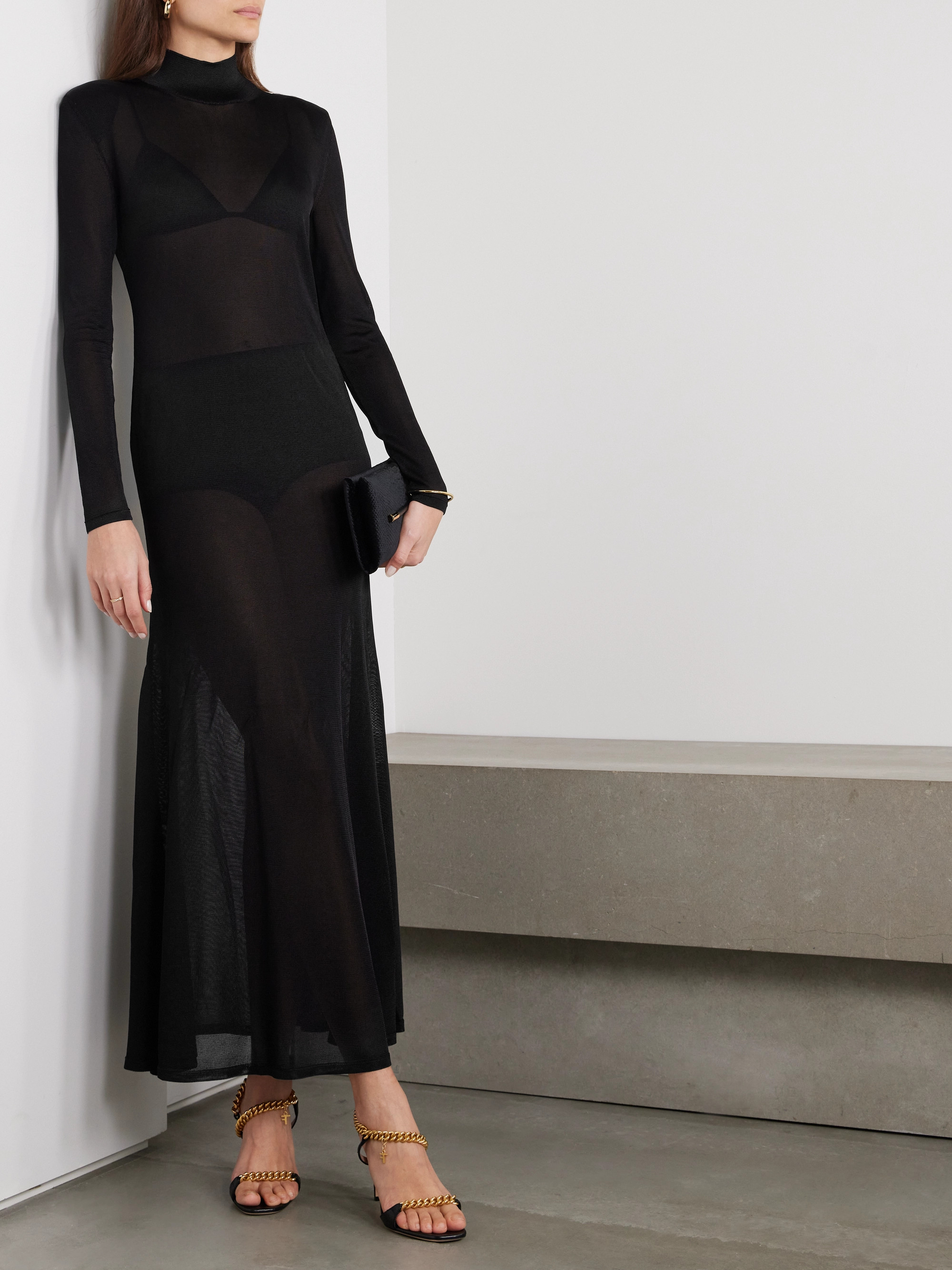Tom Ford Jersey turtleneck gown