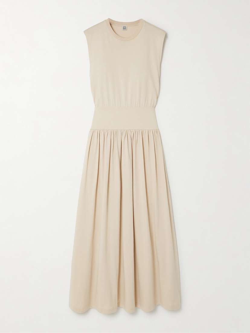 TOTEME Pleated Organic Cotton-jersey Midi Dress - x large