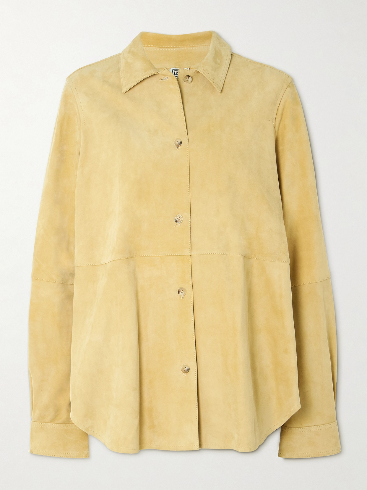 Shop Totême Paneled Suede Shirt In Yellow