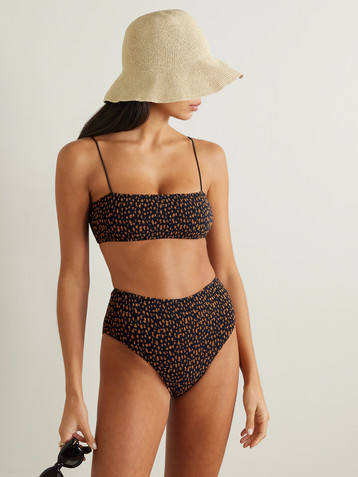 TOTEME Shirred printed stretch recycled bikini briefs