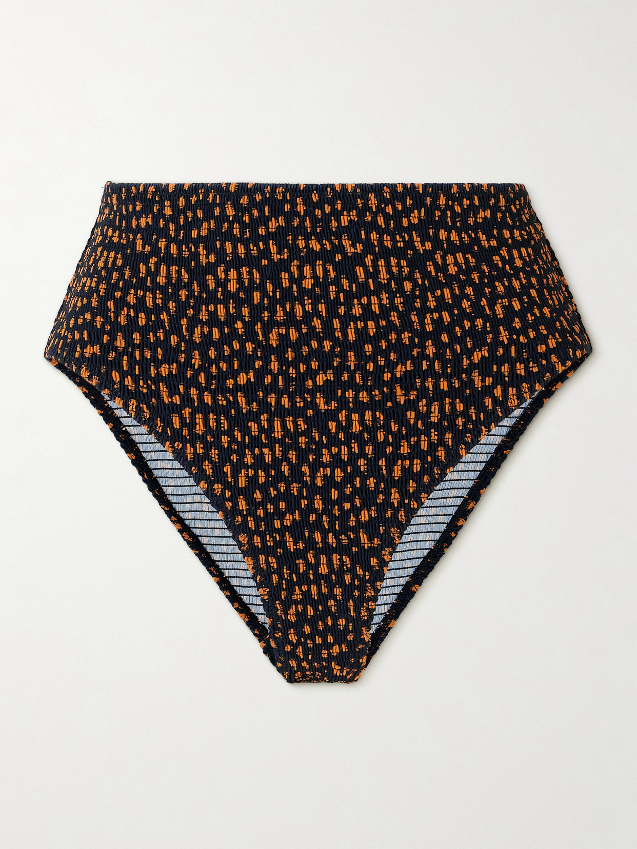 TOTEME - Shirred Printed Stretch Recycled Bikini Briefs - Brown