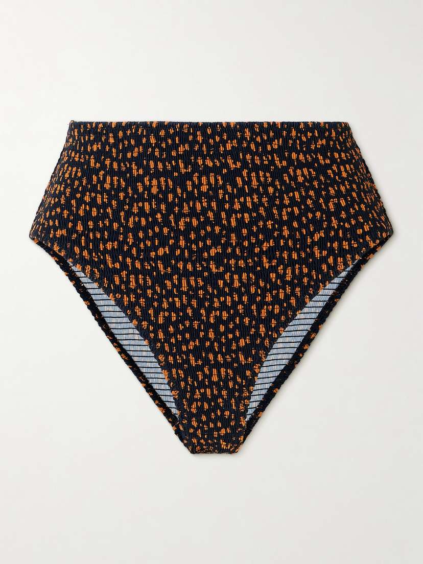 TOTEME Shirred Printed Stretch Recycled Bikini Briefs