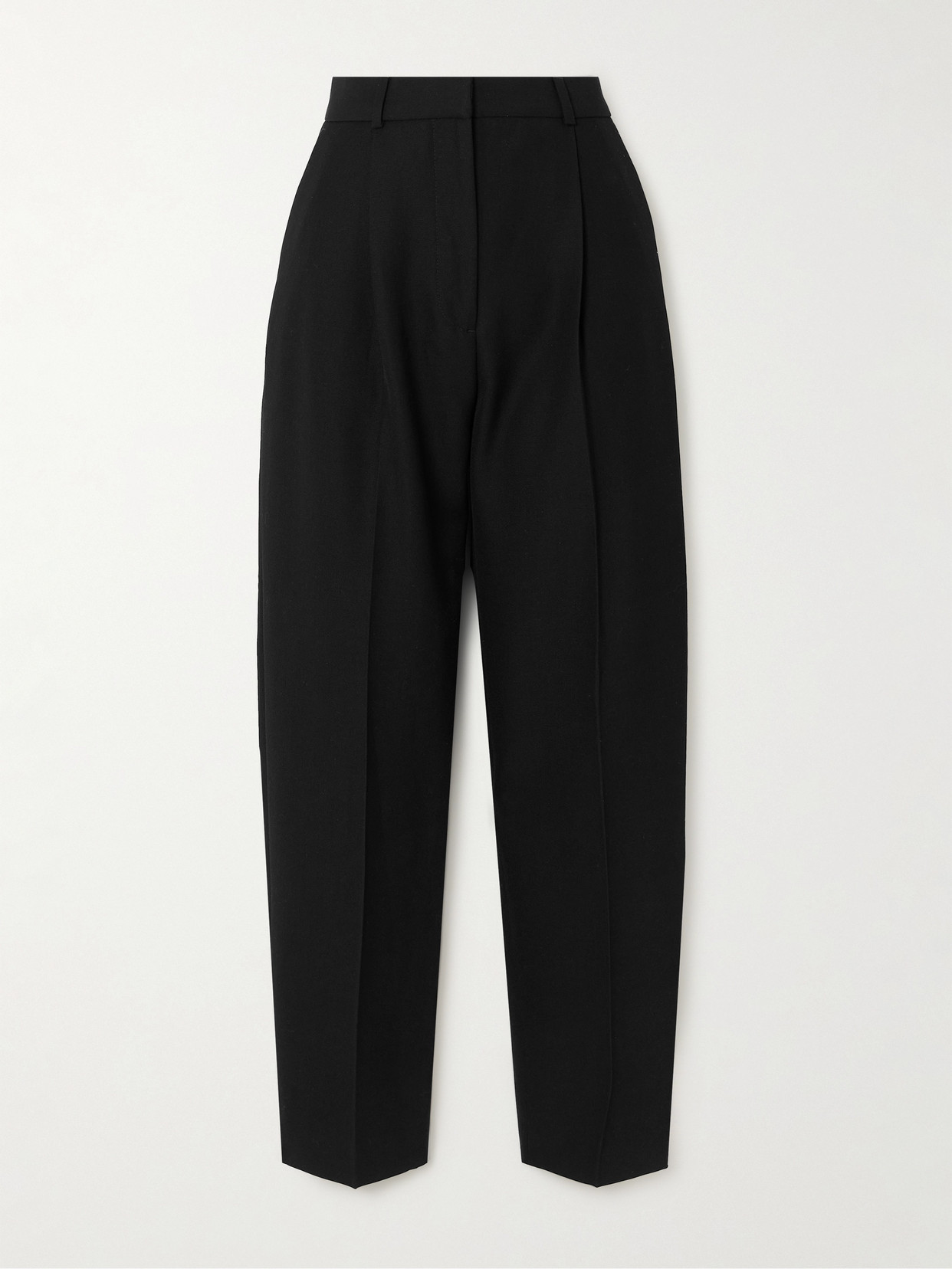 Totême Pleated Recycled Woven Tapered Pants In Black