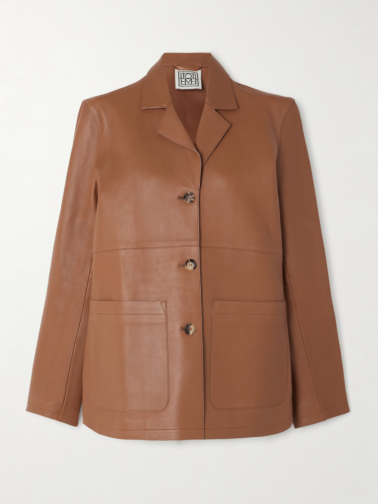 Totême Oversized Leather Jacket In Brown