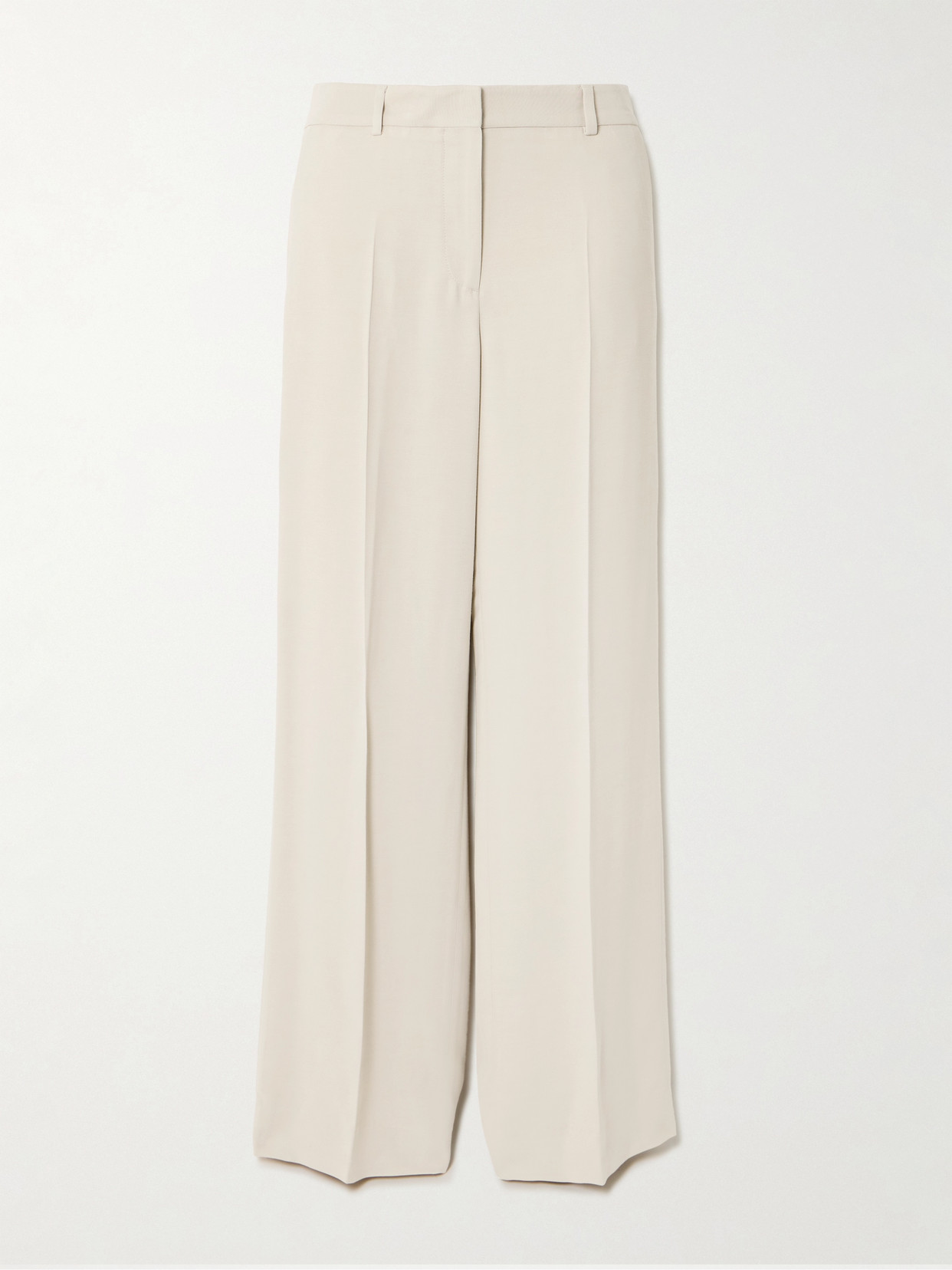 Totême Grey Linen Mid-waist Straight Trousers In Beige